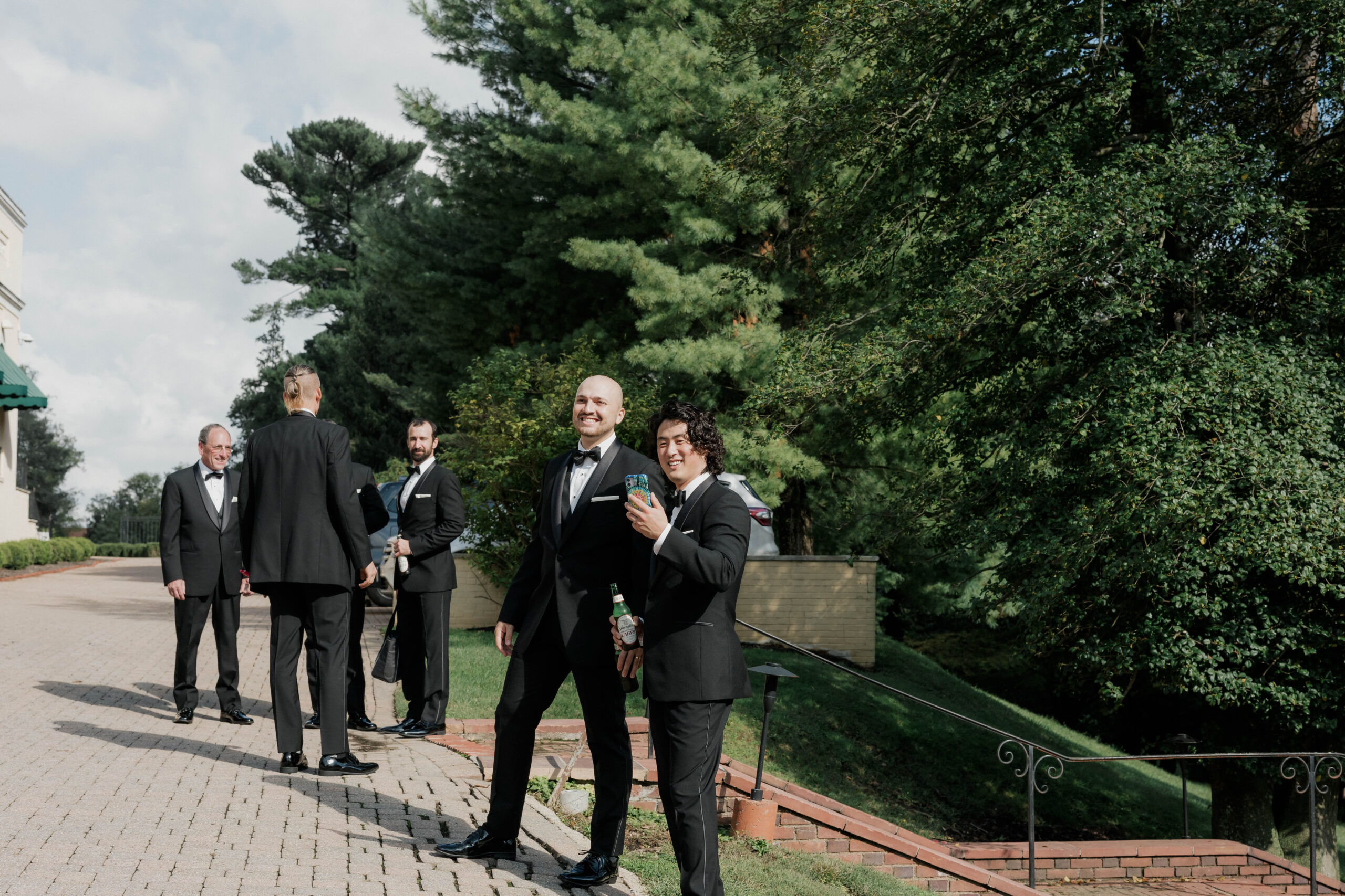 Groomsmen posing for the camera.